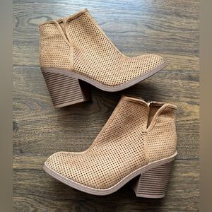 Perforated Tan Ankle Boots